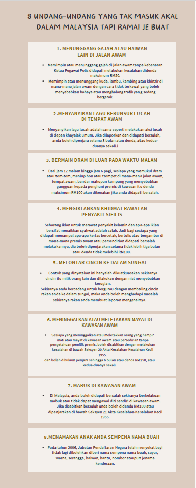 8 Undang-Undang Yang Tak Masuk Akal Dalam Malaysia
